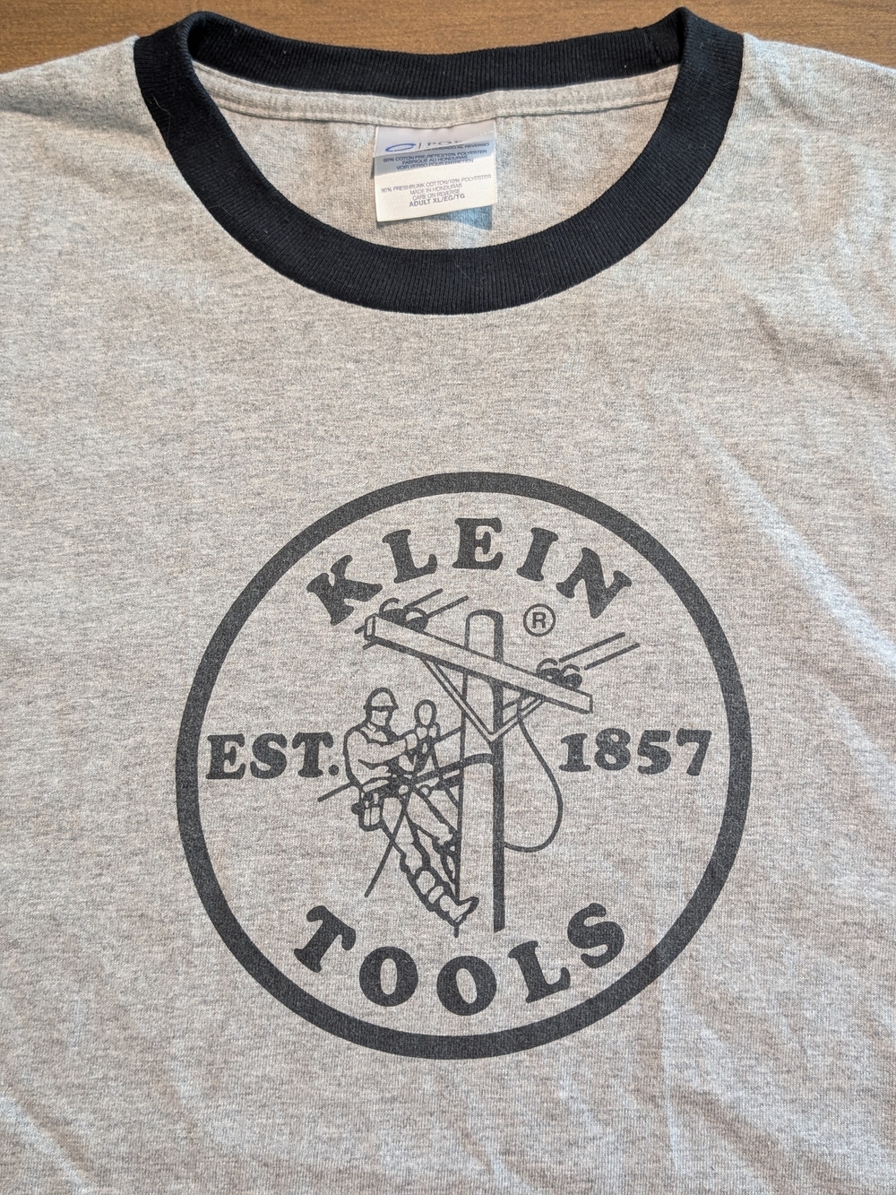 Klein Tools Company Heather Gray T-Shirt with Black Logo Ringer